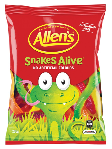 Allens Snakes Alive 200G Bag 190Gm Party Mix 190gm