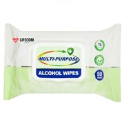 Lifecom Disinfectant MultiPurpose Alcohol 75 Surface Wipes AntiBacterial Pack 50 00688
