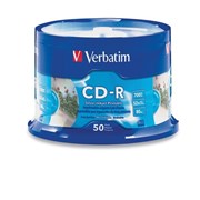 Verbatim 41908 CDR 52X 700MB  80min Inkjet Printable White Spindle 50