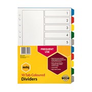 Marbig 35020 Dividers 10 Tab A4 PP MultiColoured