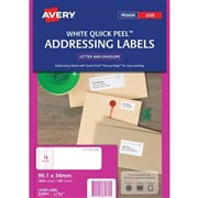 Avery 959003 L7162 Quick Peel Address Labels with Sure Feed Laser 991 x 34mm 16 Per Sheet Pack 100