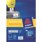 Avery 959200 L6008 Heavy Duty Labels Laser 254 x 10mm 189 Per Sheet Silver Pack 20