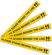 Please Stand Behind The Line 500mm L x 50mm H Yellow and Black Pack 5