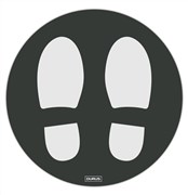 Shoe Print Adhesive Floor Stickers 250mm Diameter Charcoal and White