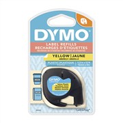 Dymo 91332 Letratag Plastic Yellow 12mm x 4m
