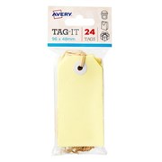 Avery 13205 Yellow Tags with String 96 x 48mm Pack 24