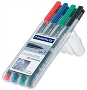 Staedtler 318 WP4 Lumocolor Permanent Pen Fine Assorted Wallet 4