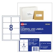 Avery 938207 L7165GU General Use Labels 991 x 677mm 8 Per Sheet Pack 100