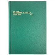 Collins 5604 Hard Cover A5 Note Book AZ 240 Page Green