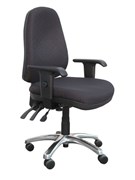 Egress High Back Chair 3 Lever with Arms Black Fabric Chrome Base