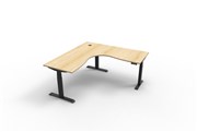 Boost Plus Sit Stand Corner Workstation 1800mm x 1500mm x 750mm Black Frame Natural Oak Top