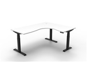 Boost Plus Sit Stand Corner Workstation 1800mm x 1500mm x 750mm Black Frame Natural White Top
