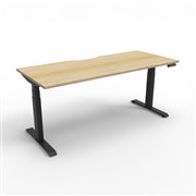 Boost Plus Single Sided Workstation 1500mm x 750mm Black Frame with Natural Oak Top