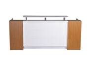 Marquee Reception Counter 2400mm W x 800mm D x 1150mm H White Gloss  Zebra Veneer