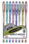 Uniball UM120NM8P Signo Noble Metal Gel Metallic Pens Asst Wallet 8